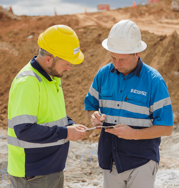 Brauteseth engineers comparing notes on site